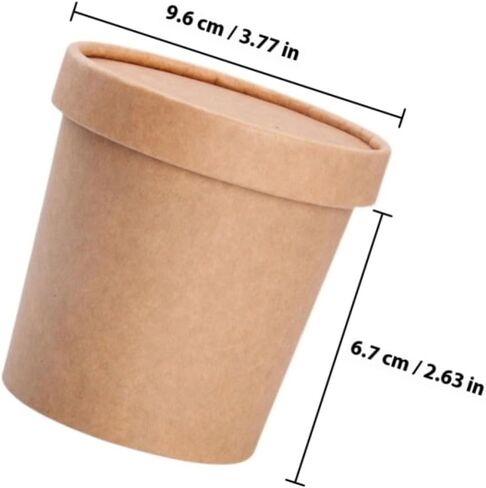 TOYANDONA Disposable Kraft Paper Soup Bowls with Lids 12oz Set of 25, Disposable Soup Cups for Hot and Cold Foods, Porridge and Yogurt Containers for Takeout and Meal Prep in Saudi Arabia