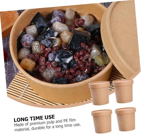 TOYANDONA Disposable Kraft Paper Soup Bowls with Lids 12oz Set of 25, Disposable Soup Cups for Hot and Cold Foods, Porridge and Yogurt Containers for Takeout and Meal Prep in Saudi Arabia