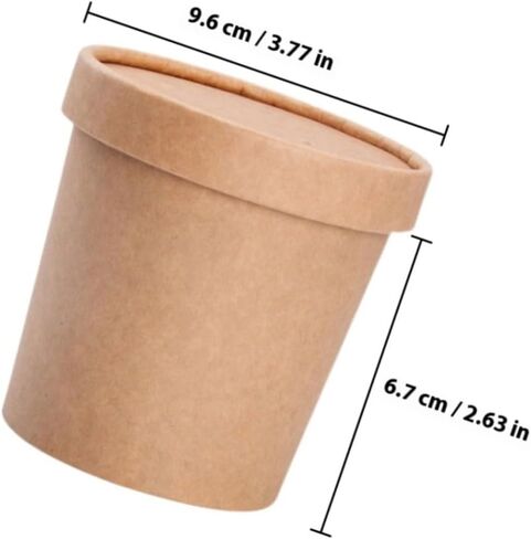 Cabilock Disposable Kraft Paper Soup Cups with Lids 12oz Set of 25, Food-grade Takeout Bowls for Hot and Cold Soup, Yogurt, Ice Cream, and Dessert Containers in Saudi Arabia