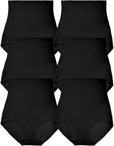 Tobinstyle Women's 6 Pack Microfiber High Cherned Tummy Control Cut Laser Brief in Kuwait