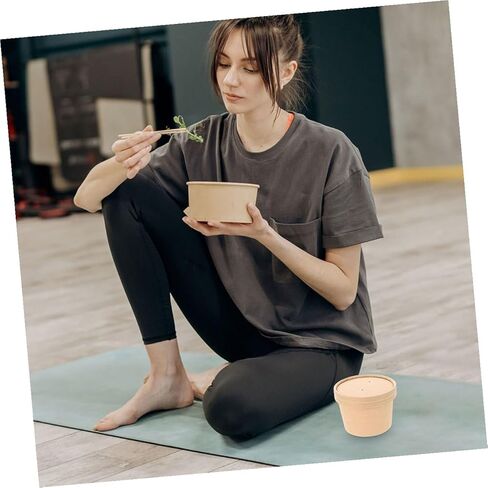 أكواب آيس كريم للاستعمال مرة واحدة مع أغطية من فيكاسكي، أوعية ورقية كرافت 8 أونصة لتخزين الآيس كريم وتناول الطعام في الخارج، حاويات حساء مستديرة سميكة، 50 قطعة للحفلات وخدمة الطعام in Saudi Arabia