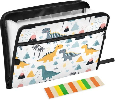الديناصورات الرائعة توسيع مجلد الملفات 13 جيوب دينو الملونة القابلة للتوسيع مجلدات الملفات الأكورديون منظم ملفات المستندات للورق بحجم A4 in Kuwait