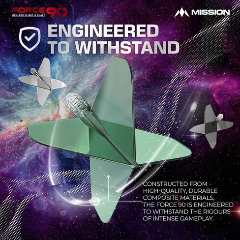 مهمة السهام القوة 90 | نظام طيران وعمود متكامل مصبوب بدقة، حزمة من 3 رحلات وسيقان احترافية عالية التحمل | المعيار رقم 2 (التدرج الأخضر، تويني) in Kuwait