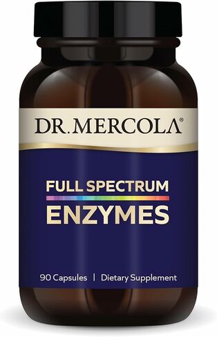 Dr. Mercola Full Spectrum Enzymes - 22 Different Enzymes - Supports Digestive & Immune Health - Helps Digest Carbohydrates, Fats, Proteins & Fiber - Non-GMO, Gluten-Free & Soy-Free - 90 Capsules in Kuwait