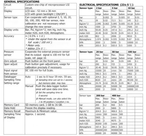 جهاز قياس الضغط الرقمي i-POOK PS-9303SD عالي الدقة ±0.5% جهاز قياس الضغط يتراوح من 2 بار إلى 400 بار RS232 واجهة ذاكرة استرداد ضبط صفرية مع تسجيل البيانات in Kuwait