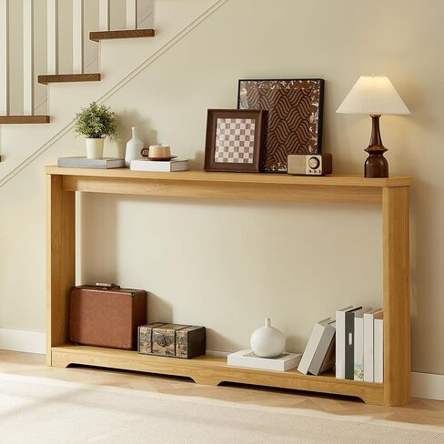 Modern Console Table with Storage Shelf, 70.1" Long Sofa Table, Wooden Entryway Table for Living Room Hallway, Oak in Saudi Arabia