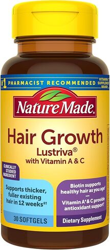 Nature Made Hair Growth Softgels with Lustriva, Biotin, Vitamin C & A, Support Healthy Hair as You Age, 30 Softgels, 30 Day Supply in Saudi Arabia