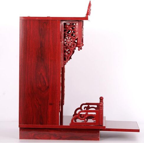 Mascot Desktop Decoration Buddhist Utensils Religious Sacrificial Supplies Red Sandalwood-Colored Buddhist Shrine, Small Altar for Guan Gong and Guanyin, Wall-Mounted Shrine, 1 Piece (50 * 31 * 31CM, in Saudi Arabia