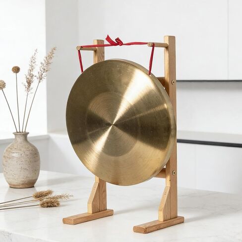 DYNWAVE Wooden Gong Stand up to 15.75inch Gongs Multipurpose Portable Display Holder Wind Chime Wood Stand for Desktop, Yoga Tea Room in Saudi Arabia