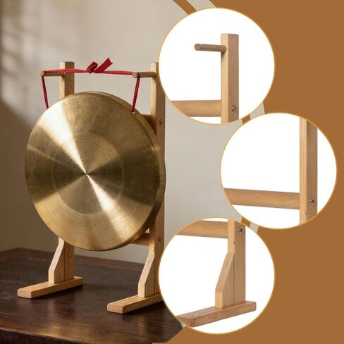 Colaxi Wooden Gong Stand Chime Stand Portable Display Sound up to 15.75inch Gongs Holder for Studios Tea Room Yoga Tabletop in Saudi Arabia