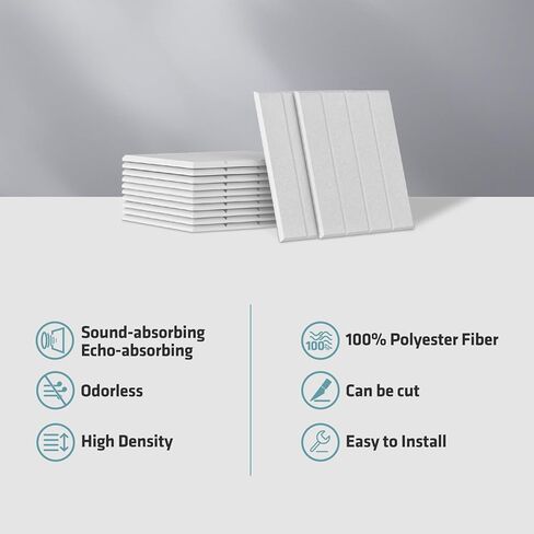 UMIACOUSTICS 12 PCS Acoustic Panels,11.8" x 11.8" x 0.4" Sound Absorbing Wall Panels for Office, Studio, Home Theater, White in Kuwait