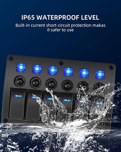 6 عصابة البحرية قارب الروك لوحة التبديل للماء حامي الزائد، 12-24V التبديل الروك السلكية مسبقا مؤشر LED، متعددة الوظائف البحرية تبديل التبديل للقارب، البحرية، UTV، شاحنة، سيارة in Kuwait