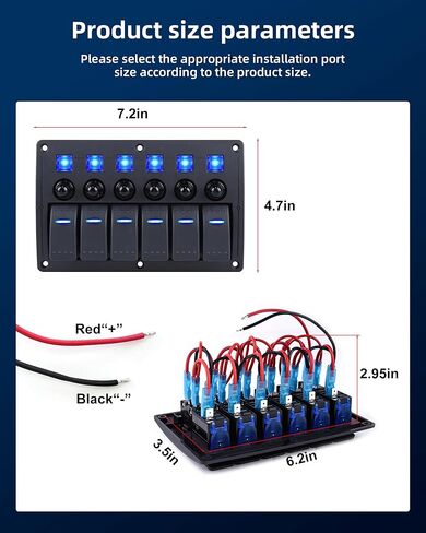 6 عصابة البحرية قارب الروك لوحة التبديل للماء حامي الزائد، 12-24V التبديل الروك السلكية مسبقا مؤشر LED، متعددة الوظائف البحرية تبديل التبديل للقارب، البحرية، UTV، شاحنة، سيارة in Kuwait