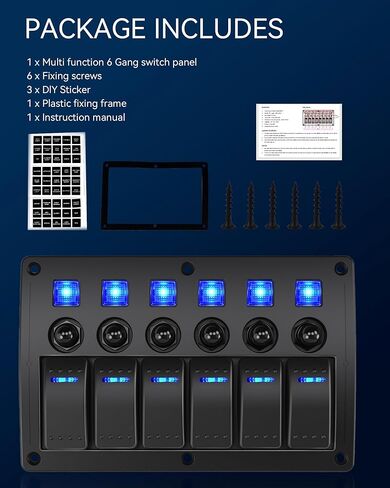 6 عصابة البحرية قارب الروك لوحة التبديل للماء حامي الزائد، 12-24V التبديل الروك السلكية مسبقا مؤشر LED، متعددة الوظائف البحرية تبديل التبديل للقارب، البحرية، UTV، شاحنة، سيارة in Kuwait