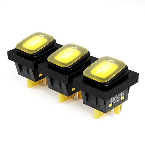 3 قطع KCD4 تبديل التبديل على إيقاف 30A البحرية IP65 مفتاح الروك للماء 110 فولت الأحمر LED 30 × 22 مم للسيارات والقوارب والمتحمسين DIY (110-220 فولت أحمر) in Kuwait