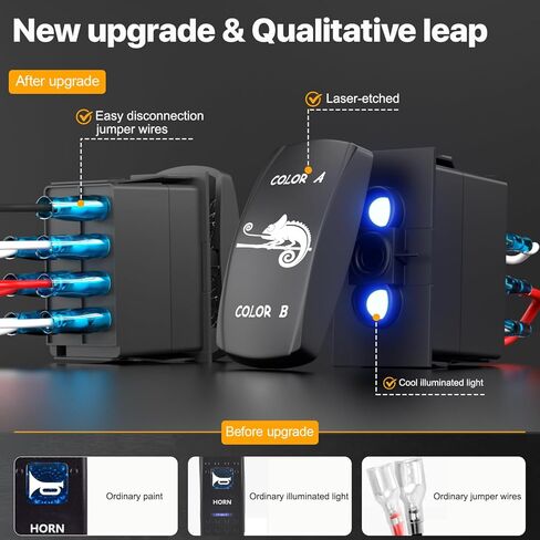 7-Pin ON-OFF-ON DPDT Rocker Switch for Dual Color Marker Clearance Lights, Dual Control with Blue LED Backlight, Compatible with Truck, Bus, RV, ATV, Marine Boat, Golf Cart in Kuwait