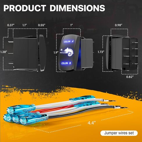 7-Pin ON-OFF-ON DPDT Rocker Switch for Dual Color Marker Clearance Lights, Dual Control with Blue LED Backlight, Compatible with Truck, Bus, RV, ATV, Marine Boat, Golf Cart in Kuwait