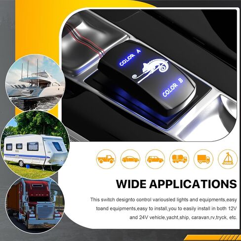 7-Pin ON-OFF-ON DPDT Rocker Switch for Dual Color Marker Clearance Lights, Dual Control with Blue LED Backlight, Compatible with Truck, Bus, RV, ATV, Marine Boat, Golf Cart in Kuwait