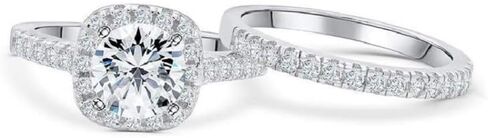 Duan Fashion Ring Cushion Cut ct Zircon Stone 925 Sterling Silver Engagement Wedding Band Ring Cubic Zirconia Promise Halo Engagement Ring Anniversary Wedding Bands Size 6-10 in Saudi Arabia