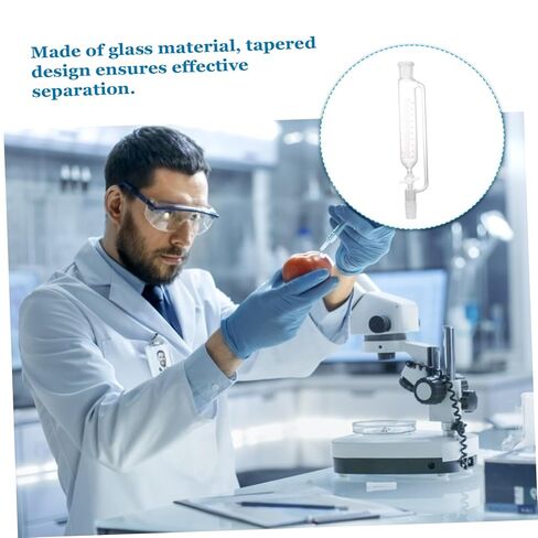 ERINGOGO Glass Separatory Funnel Cylindrical Liquid Equipment with PTFE Stopcock Corrosion Resistant Lab Separation Tool for Scientific Experiments and Teaching in Saudi Arabia
