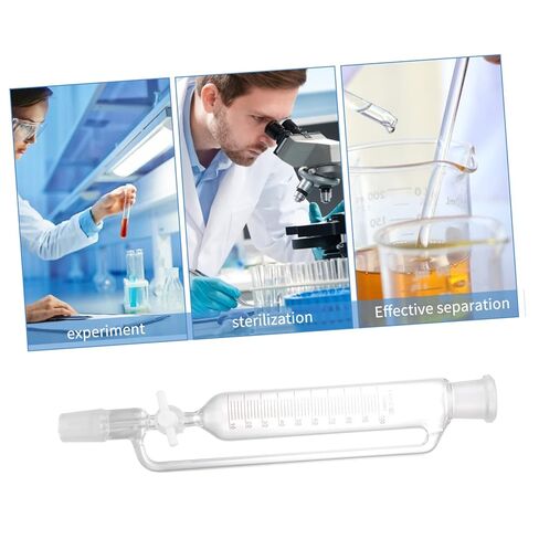 ERINGOGO Glass Separatory Funnel Cylindrical Liquid Equipment with PTFE Stopcock Corrosion Resistant Lab Separation Tool for Scientific Experiments and Teaching in Saudi Arabia