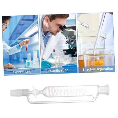 ERINGOGO Glass Separatory Funnel Cylindrical Design Laboratory Distiller Device for Liquid Separation and Scientific Experiments in Saudi Arabia
