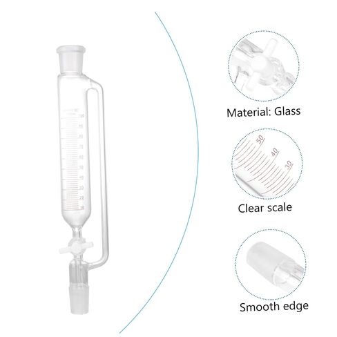 Pressure Equalizing Glass Separatory Funnel Cylindrical Laboratory Liquid Funnel with PTFE Piston for Chemical Experiments Glass Distiller Device for Schools and Labs in Kuwait