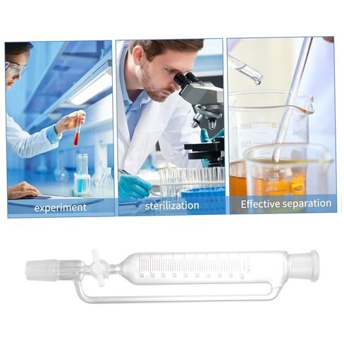 Pressure Equalizing Glass Separatory Funnel Cylindrical Laboratory Liquid Funnel with PTFE Piston for Chemical Experiments Glass Distiller Device for Schools and Labs in Kuwait
