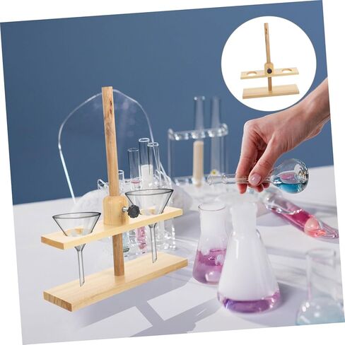 Luxshiny Double Wooden Funnel Stand Laboratory Supporting Tool for Teaching Equipment Chemistry Experiment Holder Easy to Carry and Disassemble Suitable for School Science Labs Random Color in Kuwait