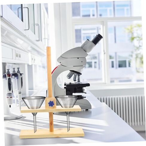 Luxshiny Double Wooden Funnel Stand Laboratory Supporting Tool for Teaching Equipment Chemistry Experiment Holder Easy to Carry and Disassemble Suitable for School Science Labs Random Color in Kuwait