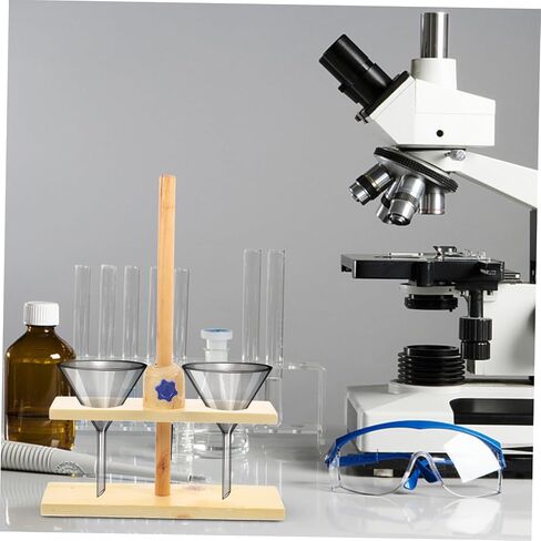 Luxshiny Double Wooden Funnel Stand Laboratory Supporting Tool for Teaching Equipment Chemistry Experiment Holder Easy to Carry and Disassemble Suitable for School Science Labs Random Color in Kuwait