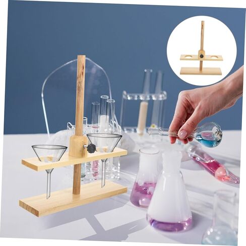 Zerodeko Double Wooden Funnel Stand Laboratory Teaching Equipment Support for Scientific Experiments in Schools and Science Labs Random Color in Saudi Arabia