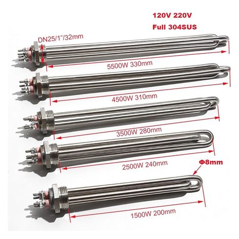 1pc Solar Heater Element G1 1" DN25, 304 Stainless Steel, 1.5-5.5KW, 220V, 32mm Tube for Solar Water Heating Systems(with locknut,220V-4.5KW 310mmL) in Saudi Arabia