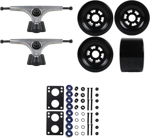 Slant Longboard Trucks with Extra Large Wheels, ABEC 7 Bearings, Hardware, and Risers in Saudi Arabia