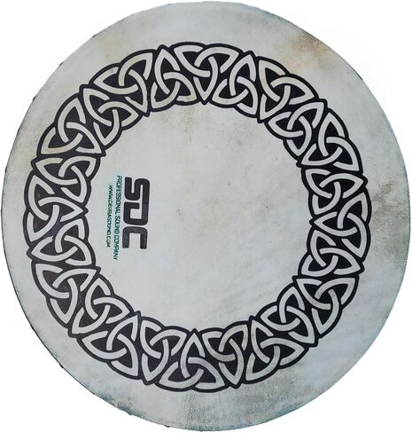 GREEN BODHRAN DRUM Irish Celtic 18 Inch Free CASE and 2 Tipper, Celtic Circle Design on Head and Wooden Body. in Saudi Arabia