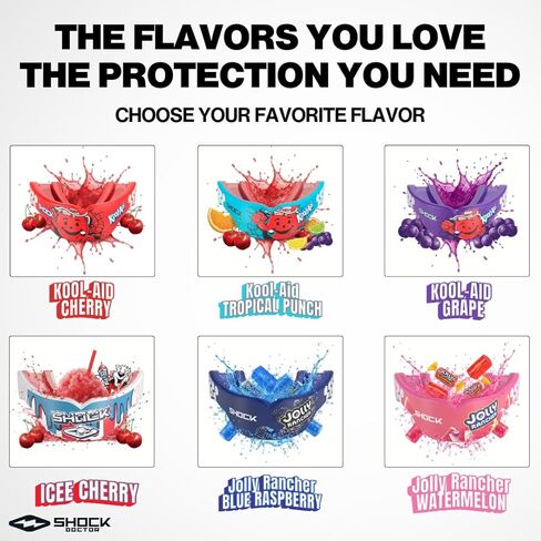 Shock Doctor Gel Max Power Sports Mouth Guard, Flavored Sports Mouthguard for Football, Lacrosse, Hockey, Basketball, Flavored Mouth Guard, Youth & Adult, Adult, Kool-Aid Grape OSFA in Saudi Arabia