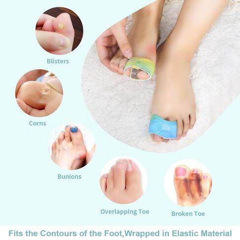 مصحح إصبع القدم من نيوبيور مع شريط، فاصل إصبع القدم من السيليكون مكون من 4 قطع للنساء والرجال، فاصل إصبع القدم المطرقة للتداخل، لفافة إصبع القدم المكسورة/جبيرة لتقليل آلام احتكاك القدم in Kuwait