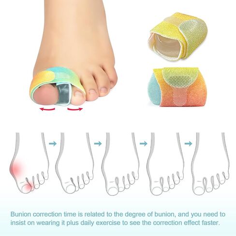 مصحح إصبع القدم من نيوبيور مع شريط، فاصل إصبع القدم من السيليكون مكون من 4 قطع للنساء والرجال، فاصل إصبع القدم المطرقة للتداخل، لفافة إصبع القدم المكسورة/جبيرة لتقليل آلام احتكاك القدم in Kuwait
