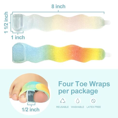 مصحح إصبع القدم من نيوبيور مع شريط، فاصل إصبع القدم من السيليكون مكون من 4 قطع للنساء والرجال، فاصل إصبع القدم المطرقة للتداخل، لفافة إصبع القدم المكسورة/جبيرة لتقليل آلام احتكاك القدم in Kuwait
