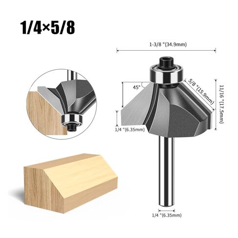 1pc 45 Degrees 1/2 1/4in Shank Chamfer Edge Forming Router Bit Flush Trim Bit Woodworking Milling Cutter Tool(6.35mmx34.9mm) in Saudi Arabia