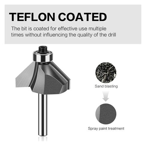 1pc 45 Degrees 1/2 1/4in Shank Chamfer Edge Forming Router Bit Flush Trim Bit Woodworking Milling Cutter Tool(6.35mmx34.9mm) in Saudi Arabia