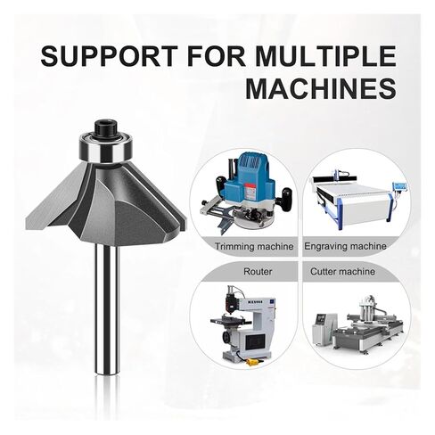1pc 45 Degrees 1/2 1/4in Shank Chamfer Edge Forming Router Bit Flush Trim Bit Woodworking Milling Cutter Tool(6.35mmx34.9mm) in Saudi Arabia