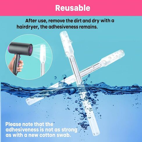 عصا تنظيف الأذن اللاصقة المكونة من 24 قطعة، منظف الأذن اللاصق بتصميم قابل للغسل، مسحات الأذن اللزجة الناعمة القابلة لإعادة الاستخدام لتنظيف الأذن اللطيف، أدوات إزالة شمع الأذن المحمولة للبالغين (أخضر زيتوني) in Kuwait