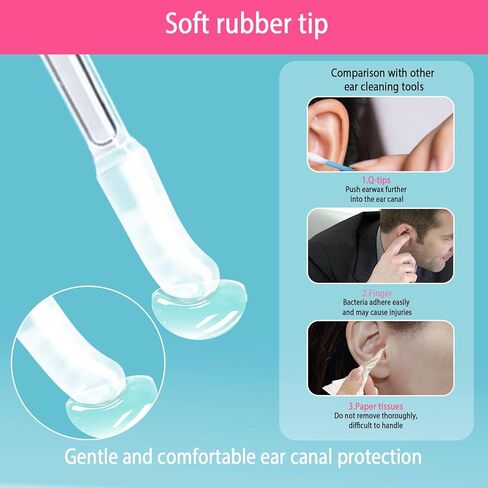 عصا تنظيف الأذن اللاصقة المكونة من 24 قطعة، منظف الأذن اللاصق بتصميم قابل للغسل، مسحات الأذن اللزجة الناعمة القابلة لإعادة الاستخدام لتنظيف الأذن اللطيف، أدوات إزالة شمع الأذن المحمولة للبالغين (أخضر زيتوني) in Kuwait