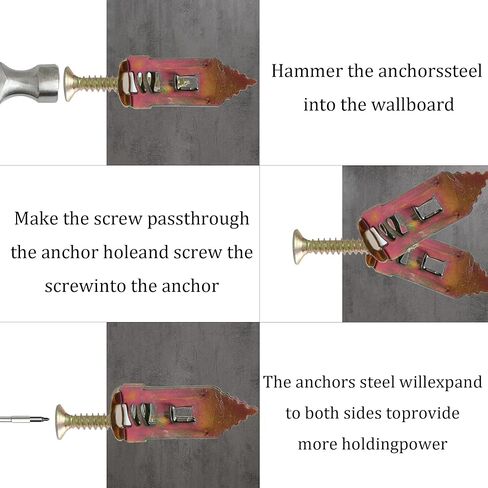 200 Pcs (100 Sets) Drywall Self-Drilling Anchors with Screws,which can be Used for Hanging Shelves, Pictures, Mirrors, cabinets, and Other Lightweight fixtures on Drywall in Kuwait