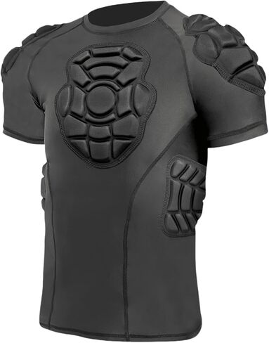 Padded Compression Shirts with Chest, Rib, Shoulder & Back Pads, Impact Protection Shirt for Football, Hockey, Lacrosse in Kuwait