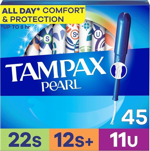 Tampax Pearl Tampons Multipack, with LeakGuard Braid, Super/Super Plus/Ultra Absorbency, Unscented, 45 Count in Saudi Arabia