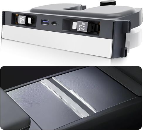 محور USB لـ Tesla Model 3 Highland 2024 2025 Model Y Juniper 2025 مع غطاء منزلق ، 84W 4 في 1 منافذ متعددة الشاحن Fast Charger Center Console Console Console Console مع كابلات قابلة للسحب in Kuwait