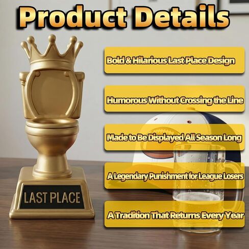 Freetoes Gold Toilet Trophy 6 Inch,Fantasy Football Loser Trophy,Funny Last Place Awards and Trophies,Family Game Night Trophies in Kuwait
