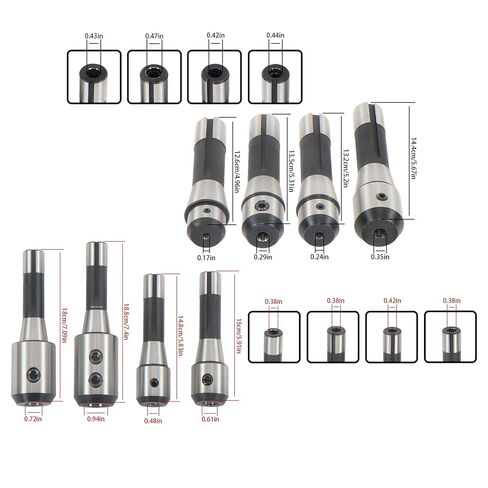 R8 End Mill Tool Holder Set 8 Pack (3/16" 1/4" 5/16" 3/8" 1/2" 5/8" 3/4" 1") for Milling Machine in Saudi Arabia